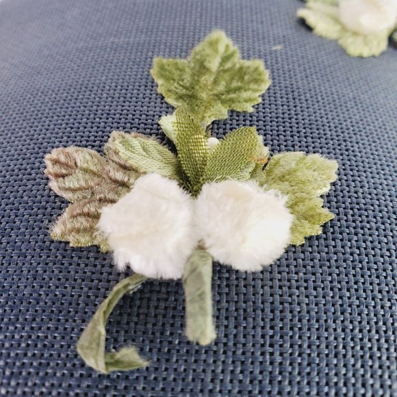 Vtg Original Touster Teentype Women's 3D Floral Blue Wicker Calot Hat Velvet Bow - Picture 5 of 12